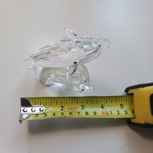 Swarovski Crystal The Whales Figurine 1992 - Clear and Black Accents